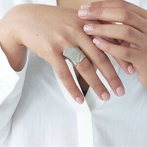 Modern Geometric Silver Statement Ring - Women's Jewelry